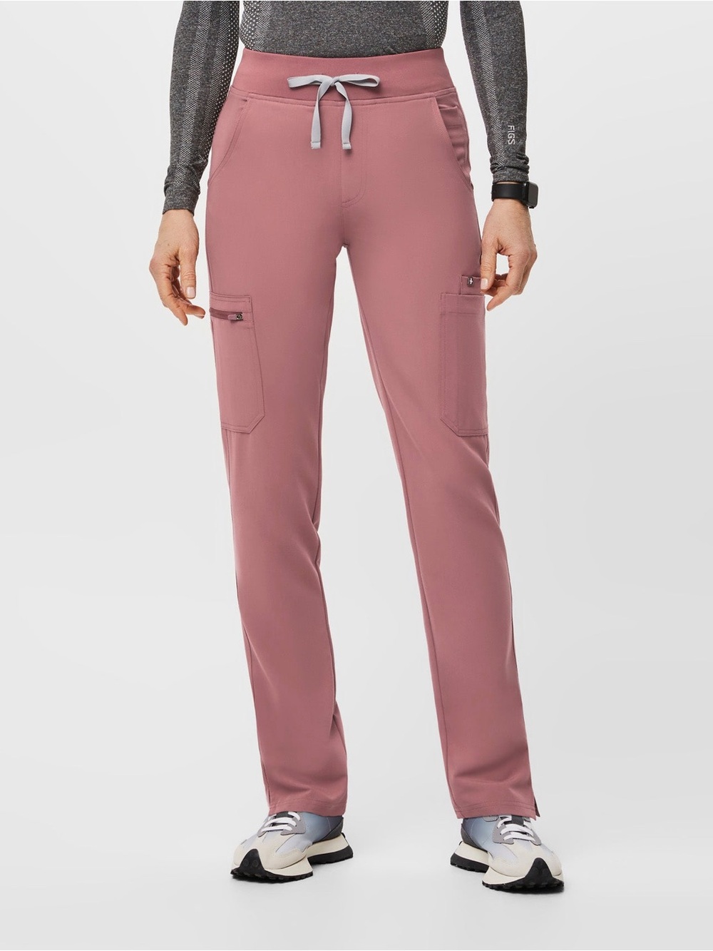 Figs Women's Mauve High Rise Yola Scrub Pants SMALL